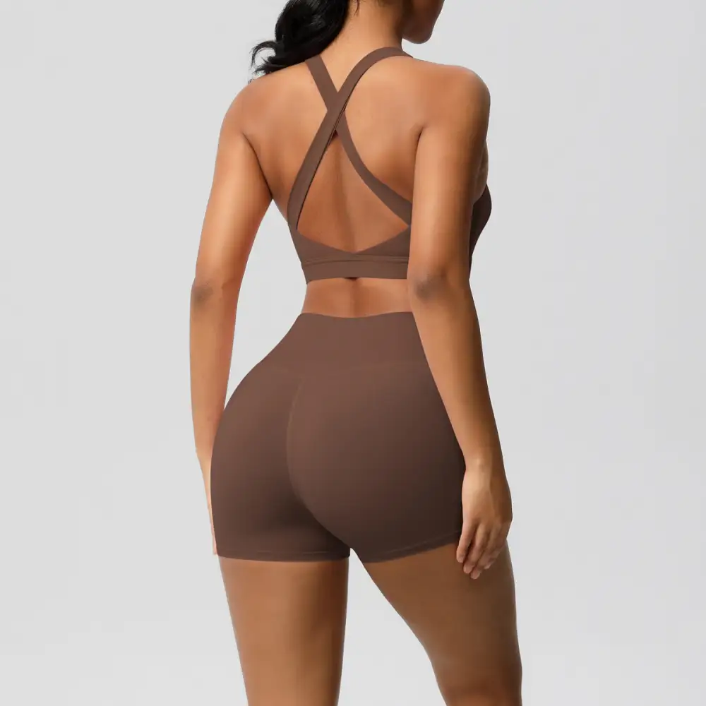 Cross-Back Backless Two-Piece Shorts Active Set