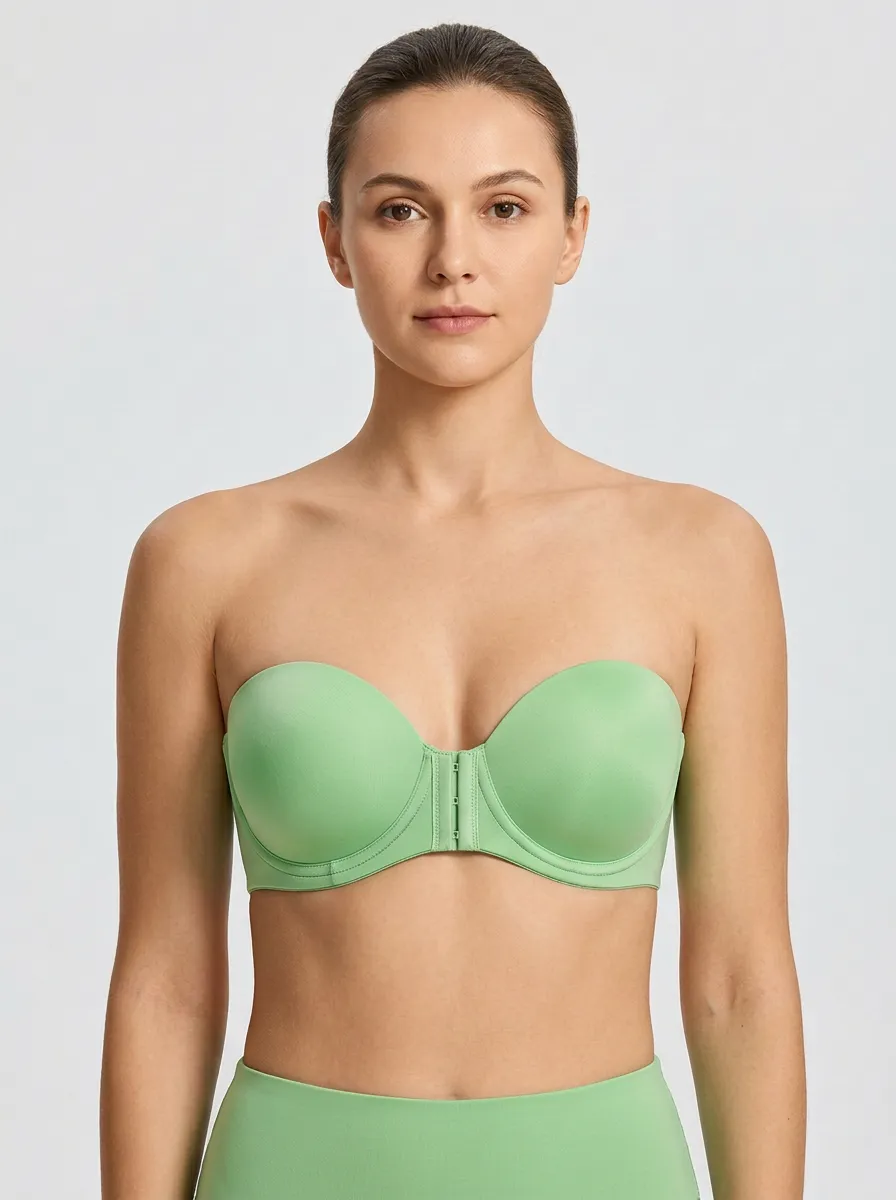 Women's Underwire Contoured-Cup Front-Closure Strapless Bra