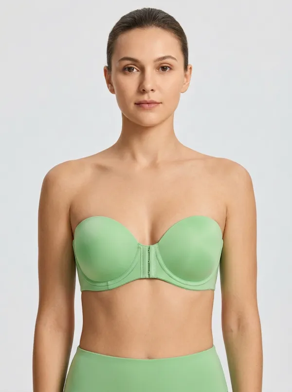 Women's Underwire Contoured-Cup Front-Closure Strapless Bra