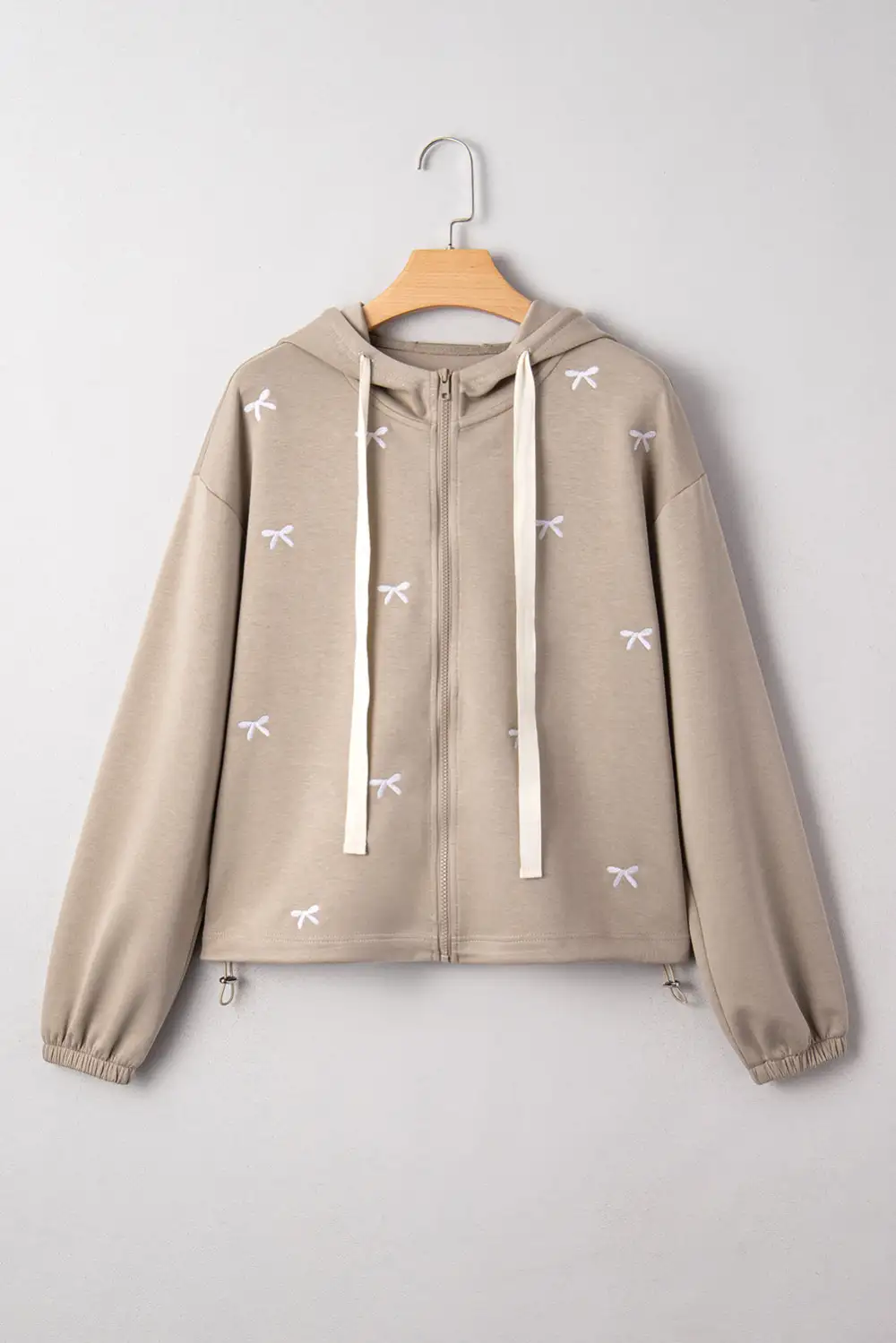 Goat Contrast Bow Embroidered Zip-Up Jacket