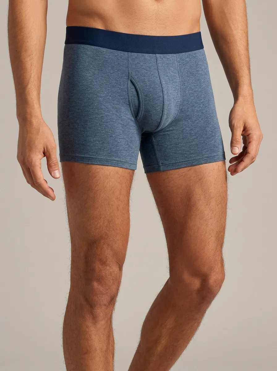 Men's Heather Blue Solid Color Printed Boxer Briefs