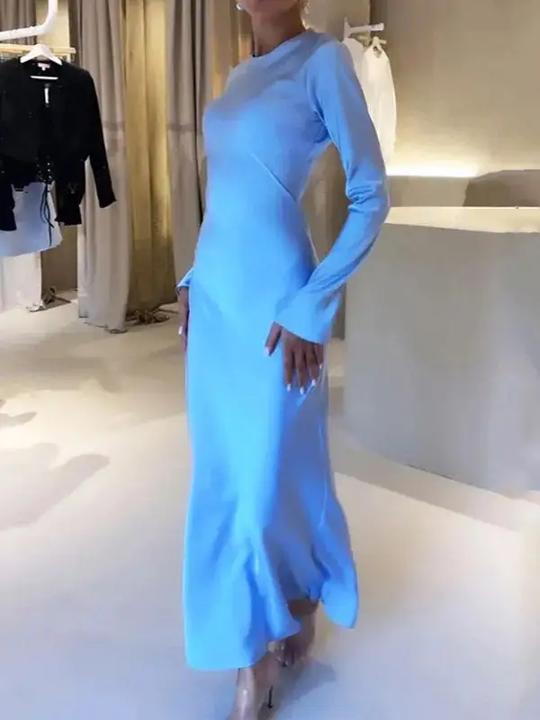 High Color Neck Maxi Dress