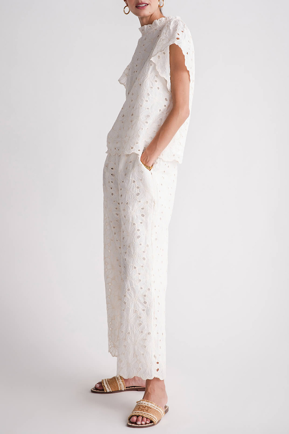 Casual Style Lace Pants - Ivory