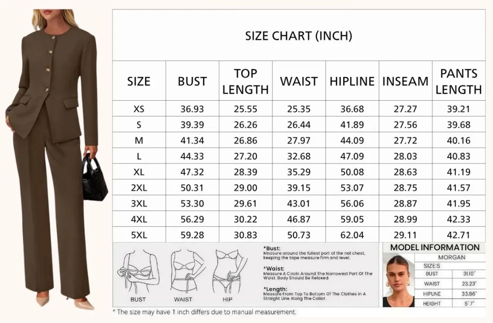 Two-Piece Set for Women Fall Fashion Business Casual Long Sleeve Blazer Jackets Wide Leg Pant Suits Pockets