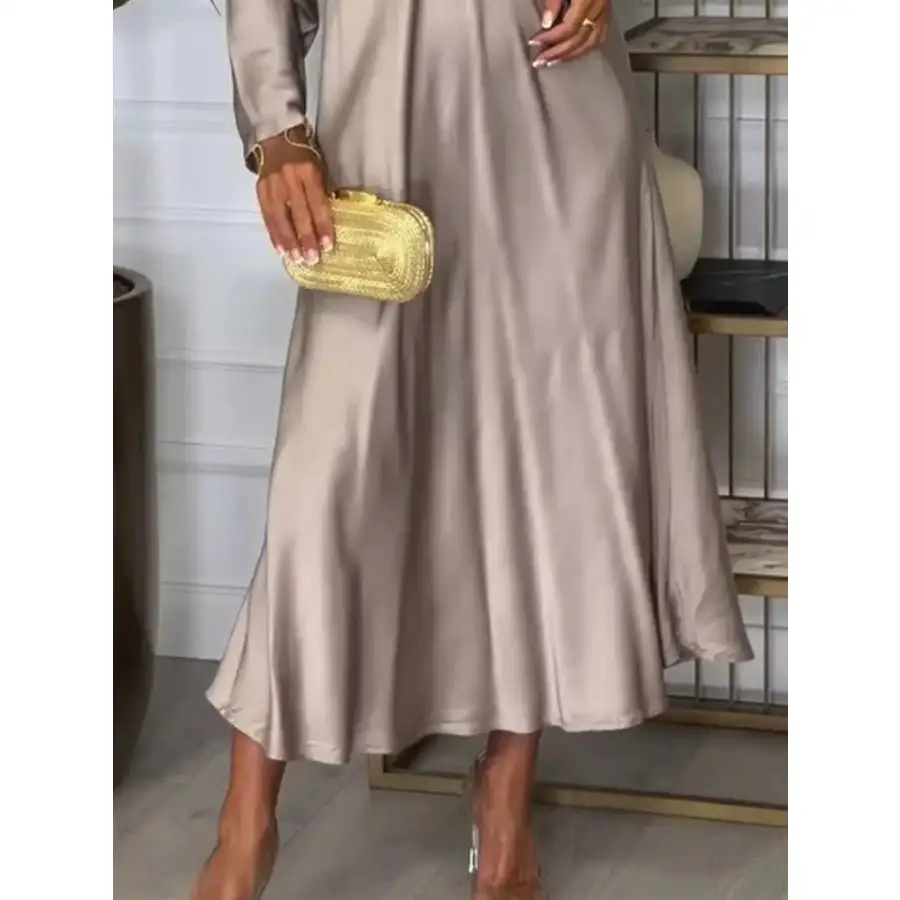 Full Size V-Neck Long Sleeve Midi Dress Plus Size