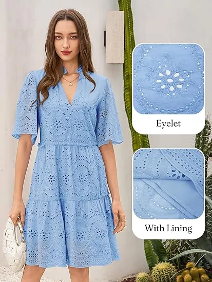Women’s Flowy Lace V-Neck Dress