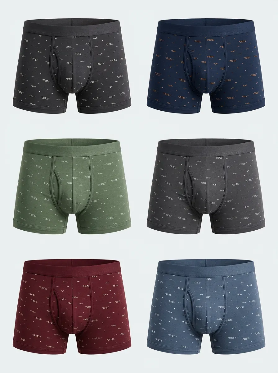 Men's Multicolor Patterned Boxer Briefs 6-Pack