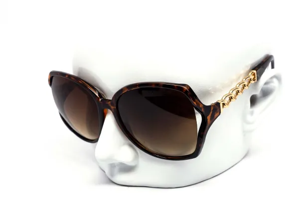 12-Pack Oversized Round Gradient Chain Detail Sunglasses
