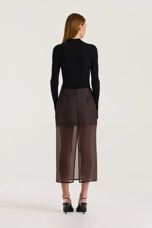 Truffle Sheer Organza Midi Skirt