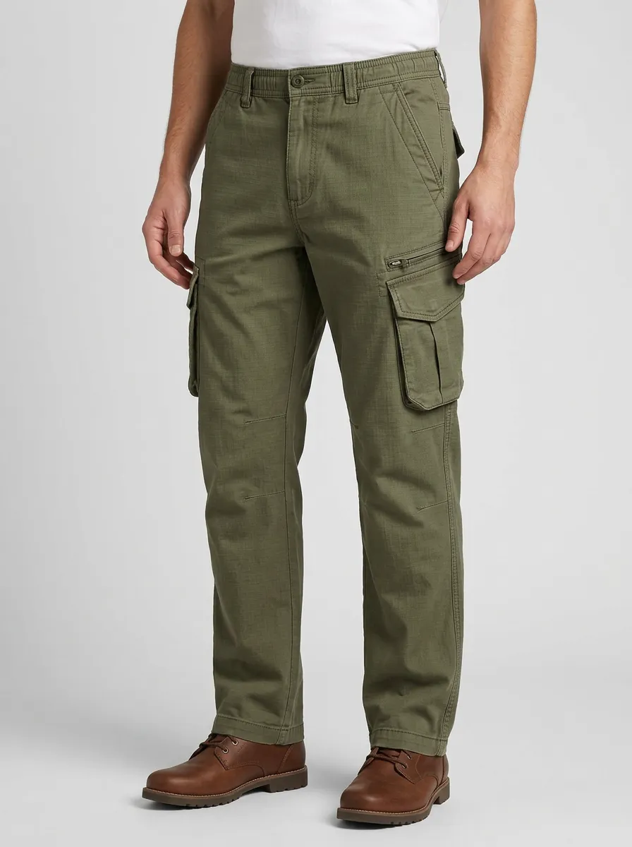 Men's Olive Green Multi-Pocket Tactical Cargo Pants