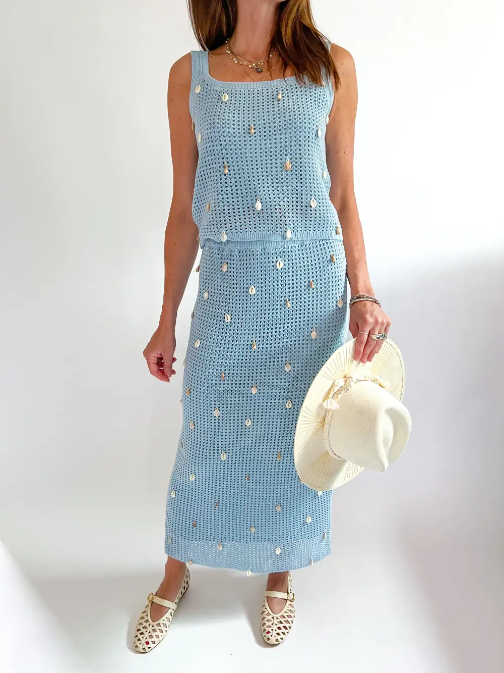 Knit Top And Skirt Set