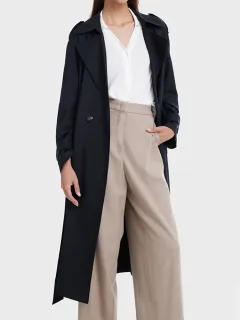Worsted Woolen Double-Breasted Trench Coat