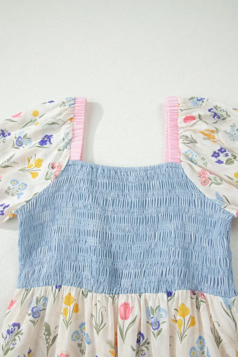 Floral Striped Square Neck Dress Casual