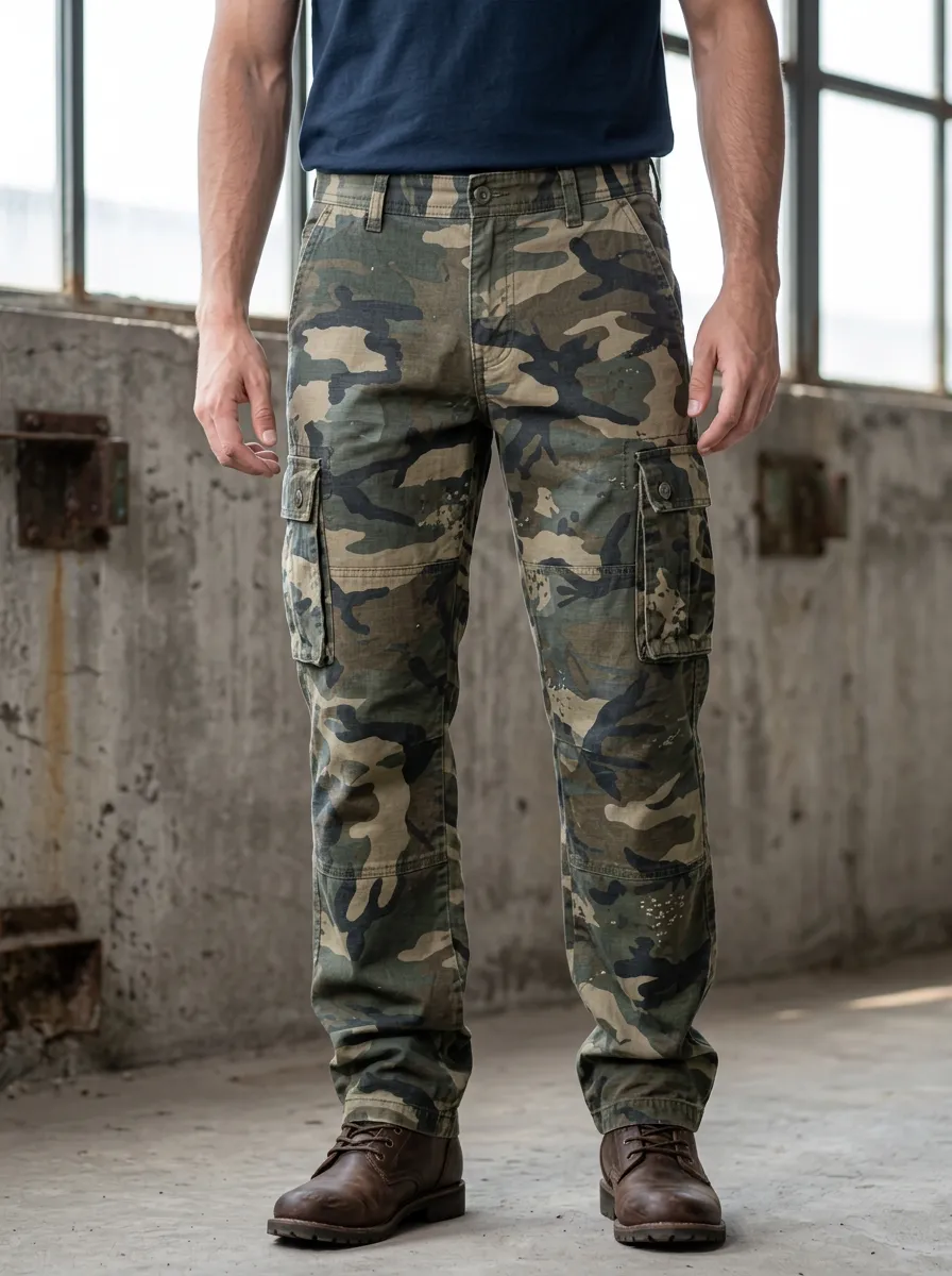 Men's Zip Fly Camouflage Cargo Pants