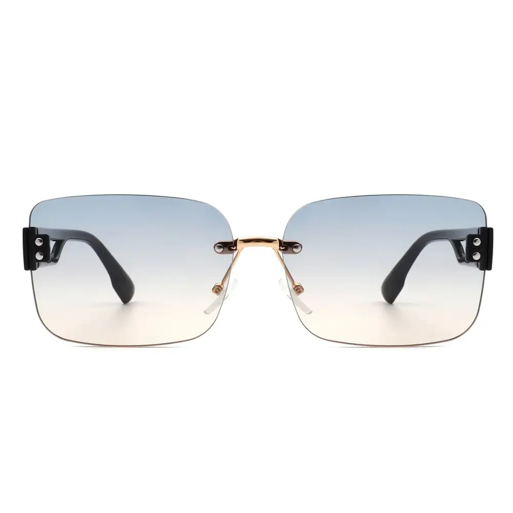 Scalloped Rectangle Square Frame Sunglasses