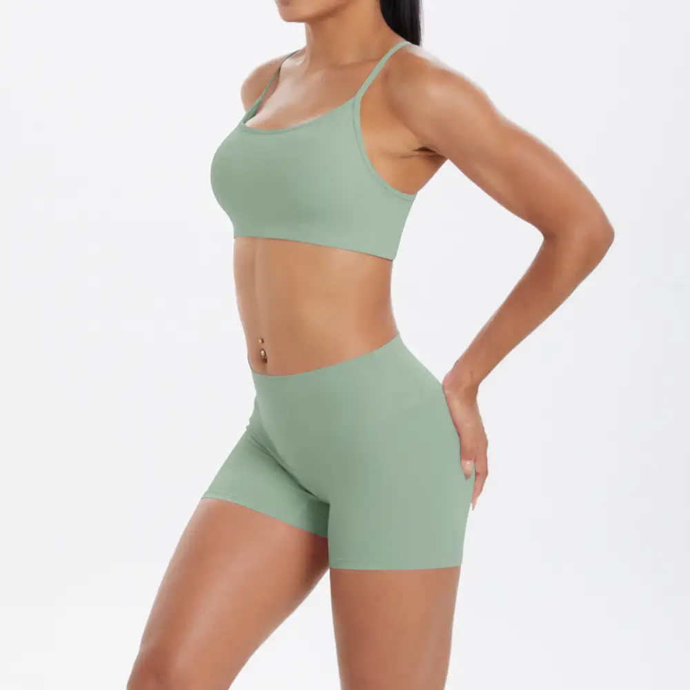 Backless Sleeveless Two-Piece Top and Shorts Active Set