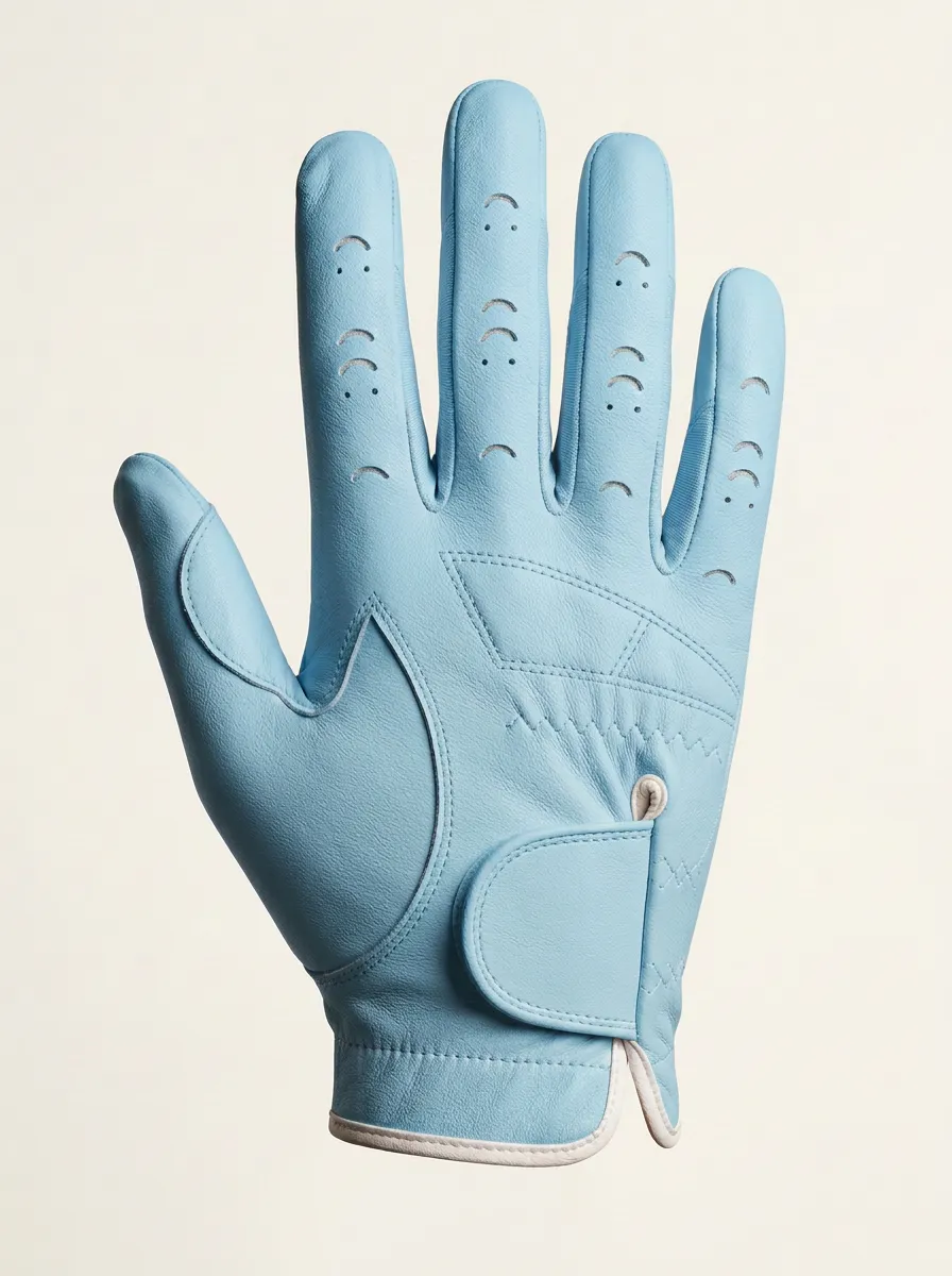 Perforated Smiley-Motif Leather Golf Glove