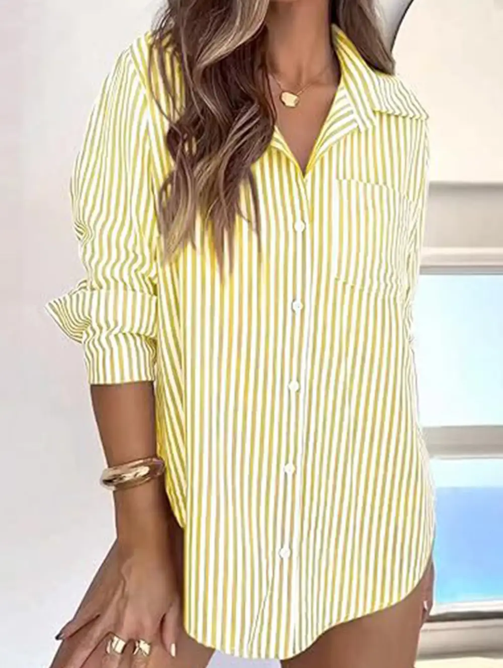 Striped Shirt with Pockets Blouse