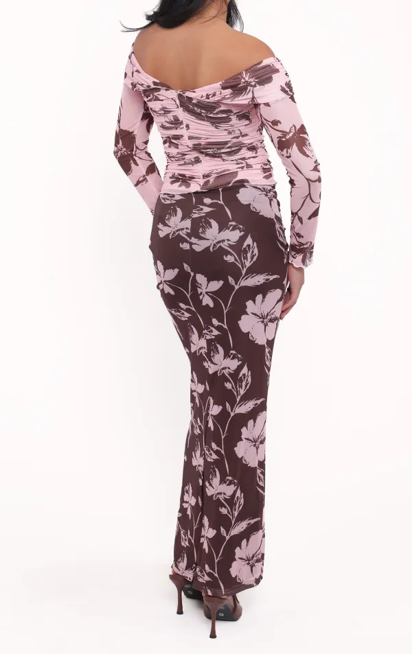 Mesh Floral High Rise Skirt