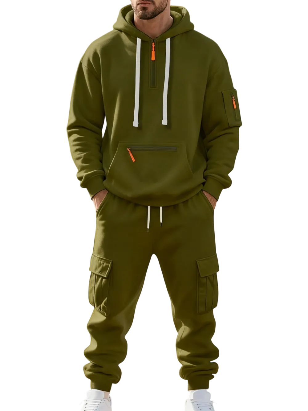 Clearance sale!Men’s Winter Fleece-Lined Set – Warm Casual Workwear Outfit with Multi-Pocket Jacket & Pants