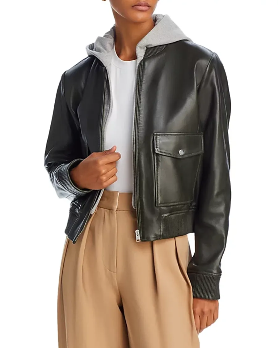 Casual Style Leather Bomber Jacket