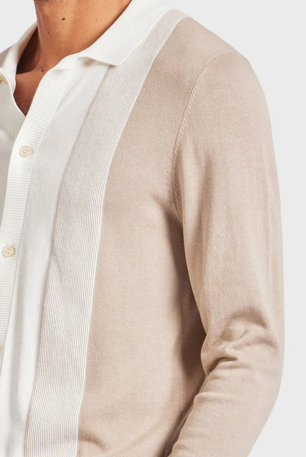 Jackson Stripe LS Knit Shirt-Oatmeal