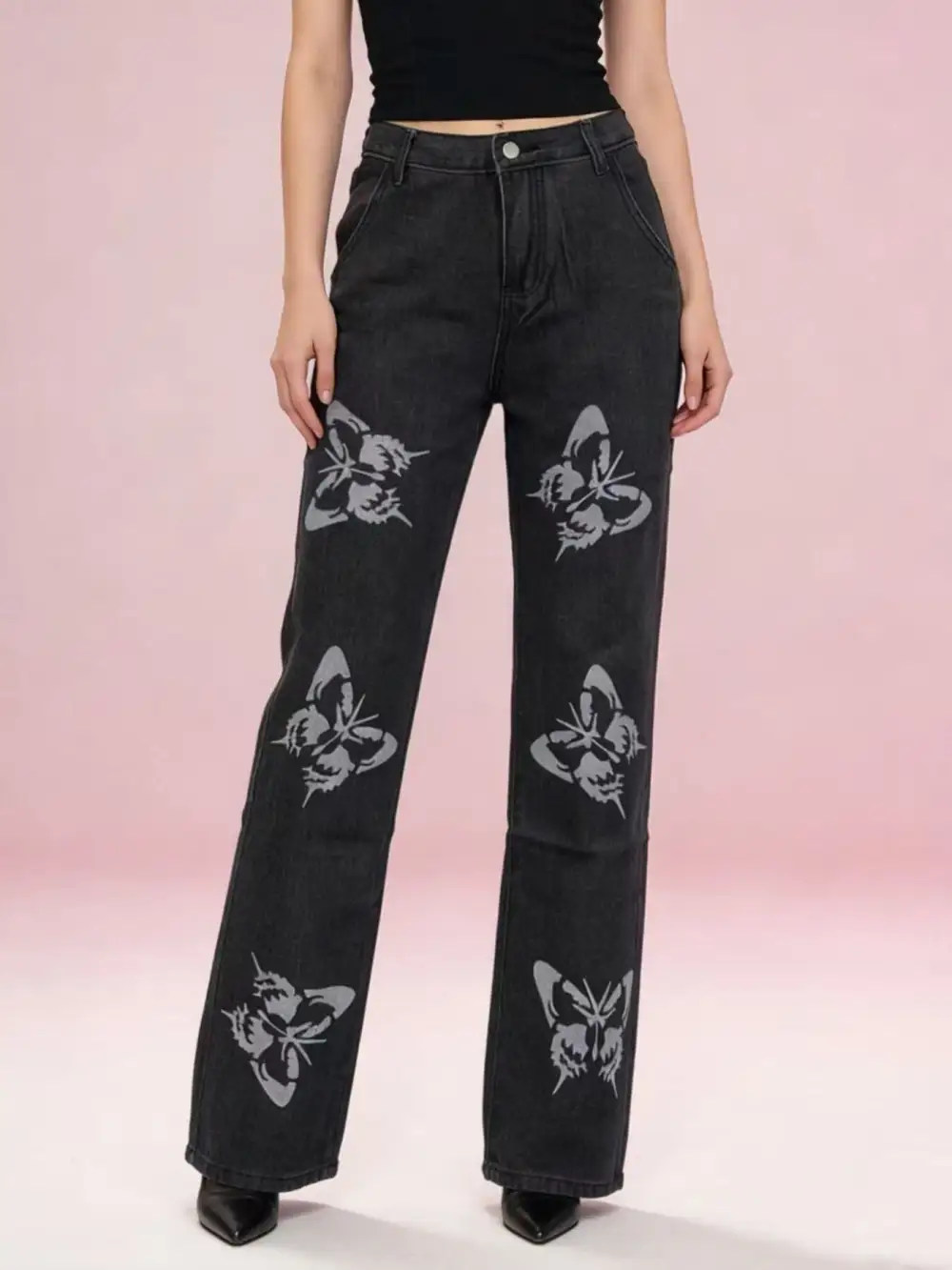 Clean High Waist Wide Leg Denim Jeans