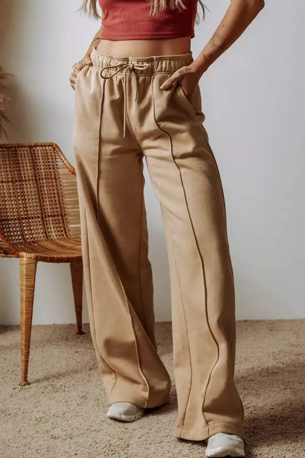 Easy Wear Sequin Wide Leg Drawstring Pocketed Pants