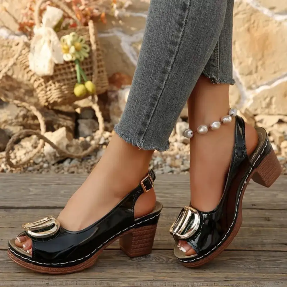 Modern Peep Toe Block Heel Sandals