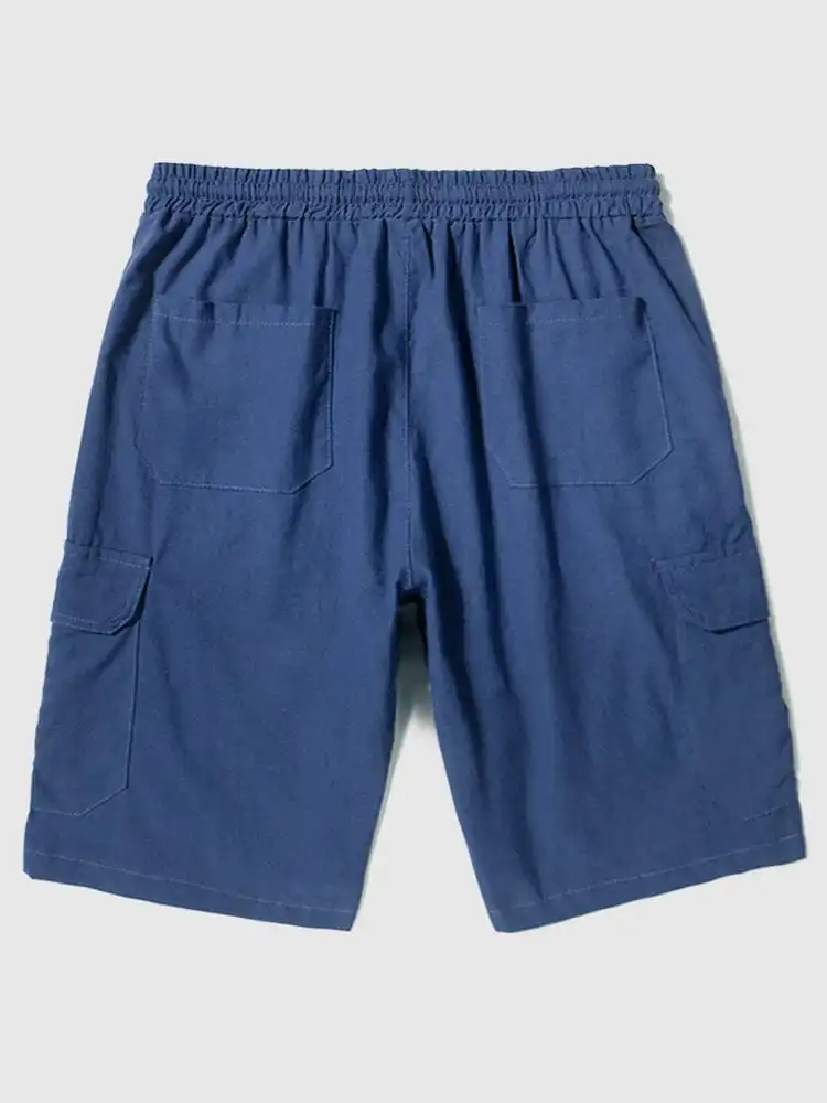 Men's Linen Style Pants Pockets Shorts