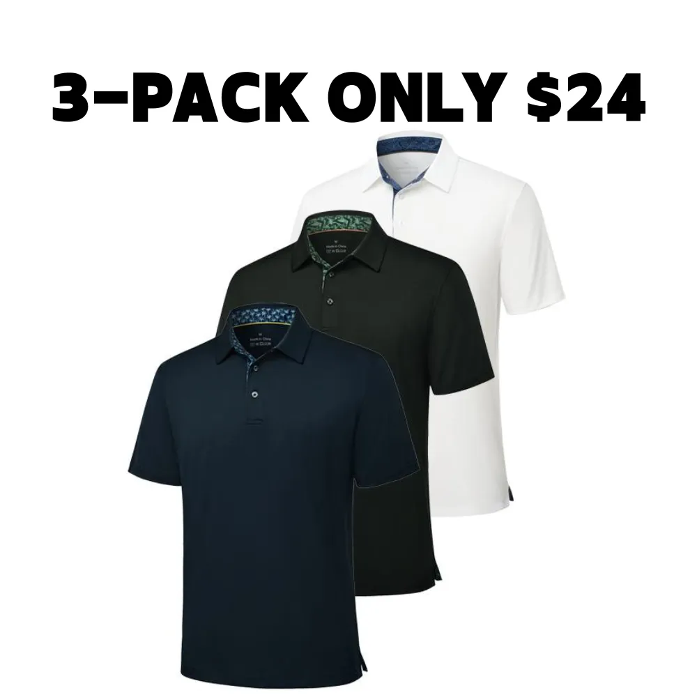 Men’s Polo Shirts – Soft Breathable Cotton Blend, Comfortable Short Sleeve Casual Fit, Classic Collared T-Shirts for Work, Golf, Travel & Everyday Wear