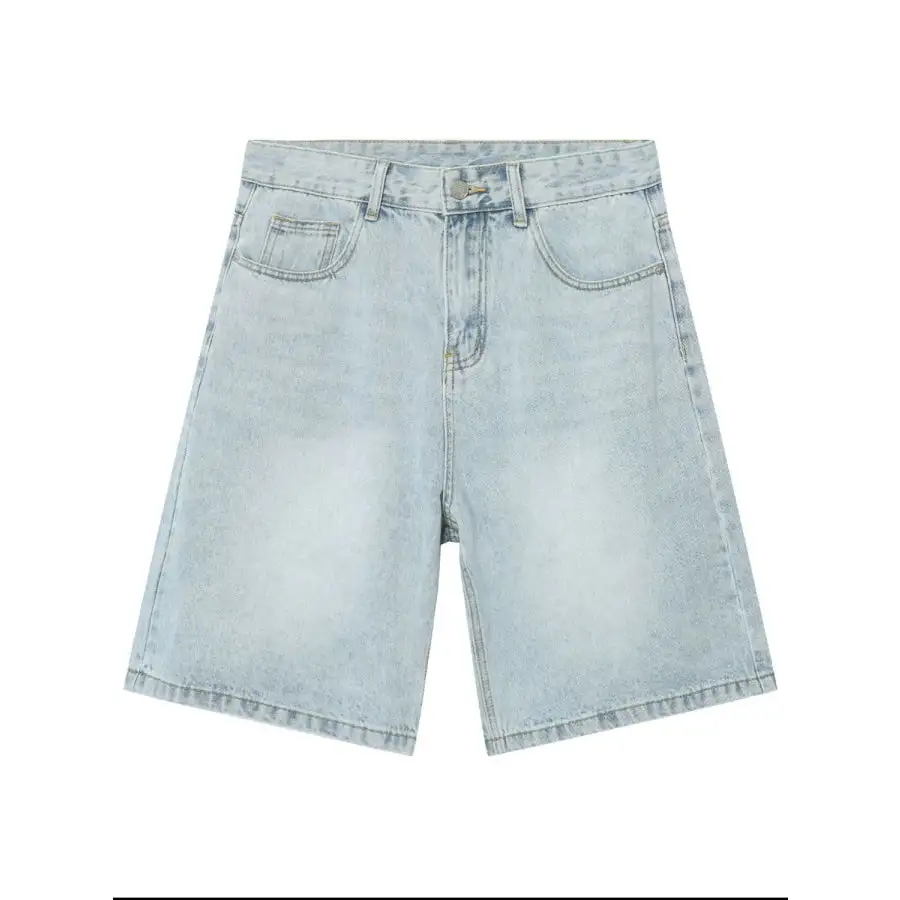 Refined Men's Washed Denim Shorts with Pockets