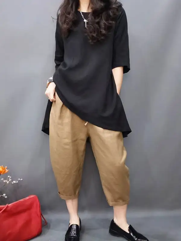 Half Sleeve Relaxed Round Neck Polyester T-Shirt