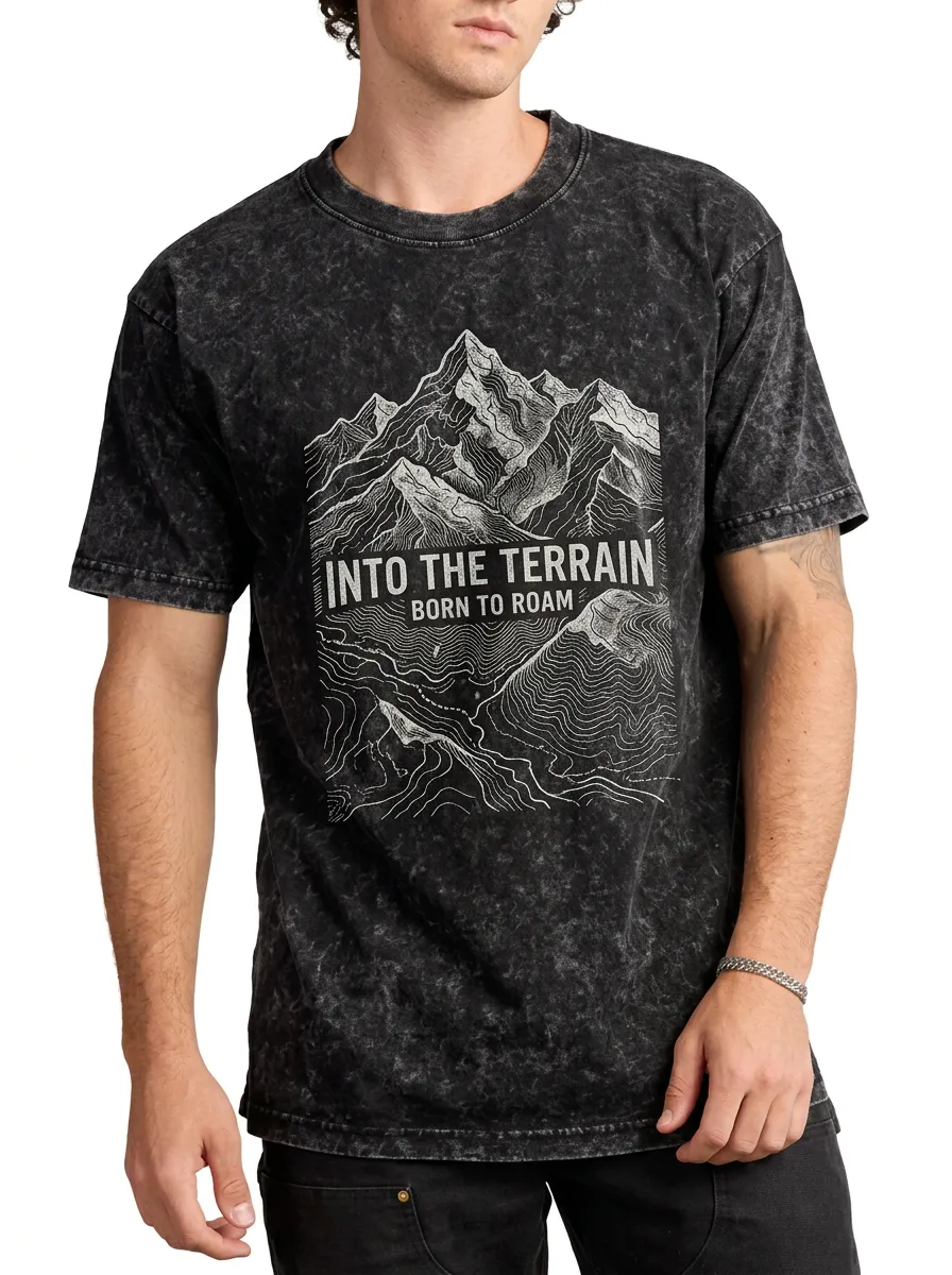 Men's Outdoor Adventure Mountain Into The Terrain Printed T-shirt