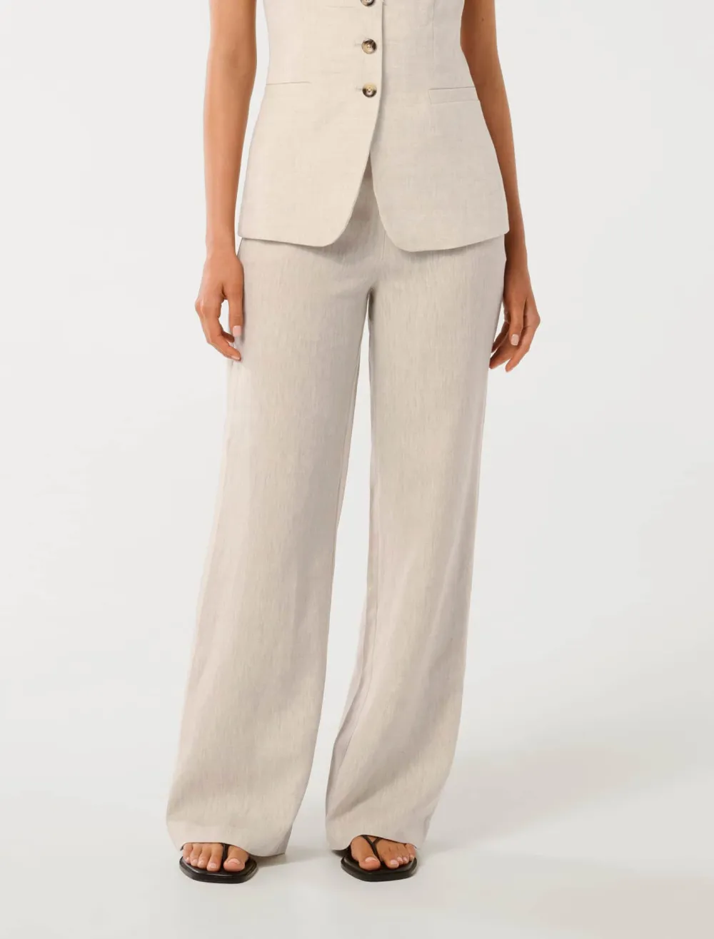 High Waist Linen Wide-Leg Pants