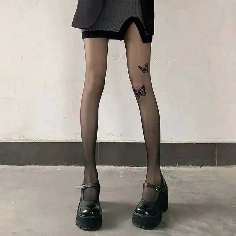 Butterfly Print Sheer Tights