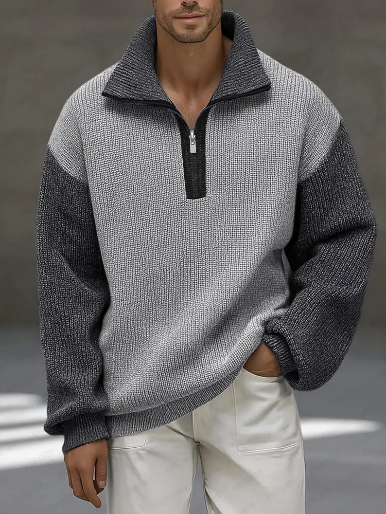 Unique Contrast Color Pullover Sweater Hoodie