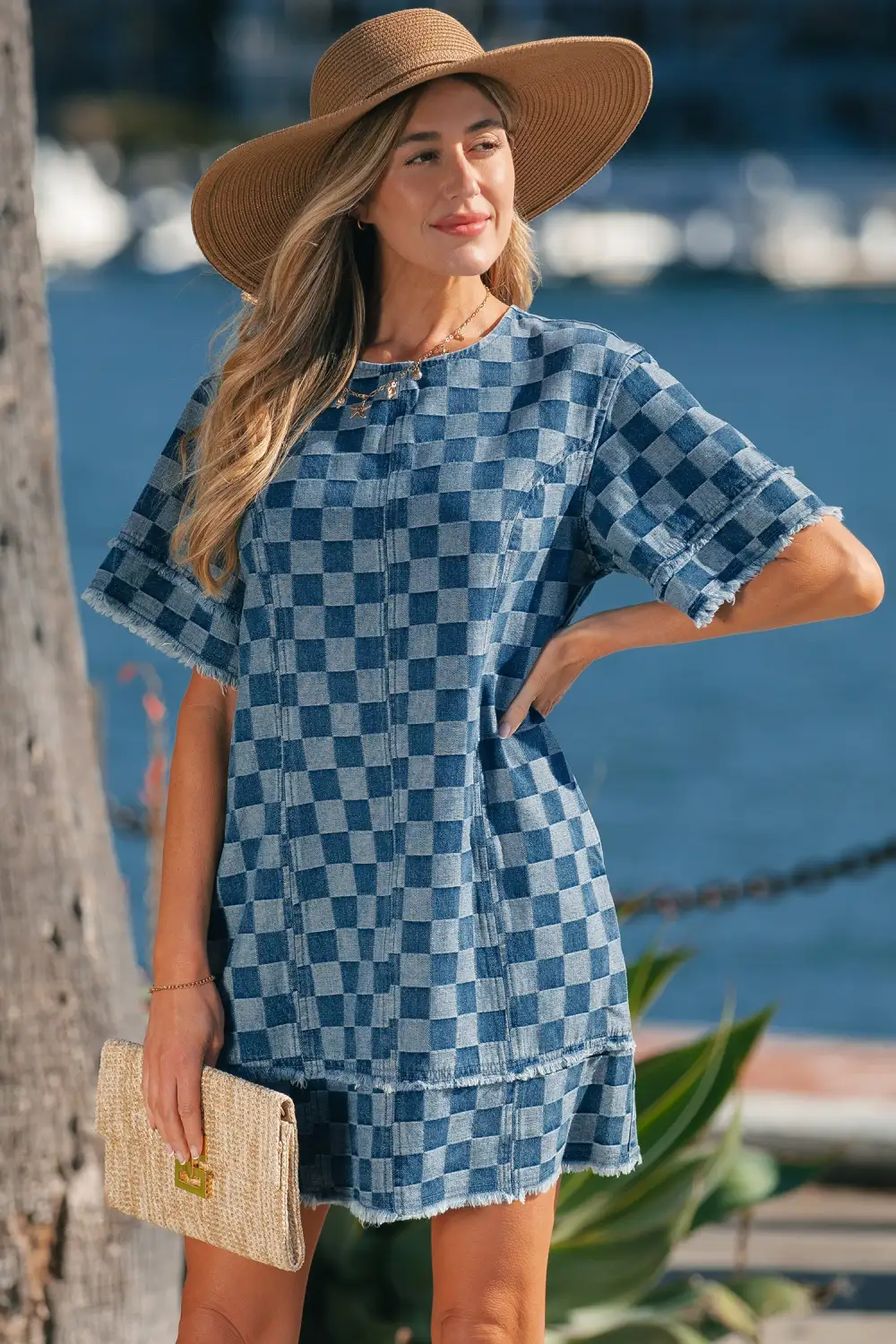 Plaid Denim Mini Dress