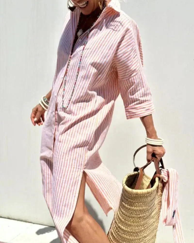 Elegant Refined Women's Shirt Midi Dress
