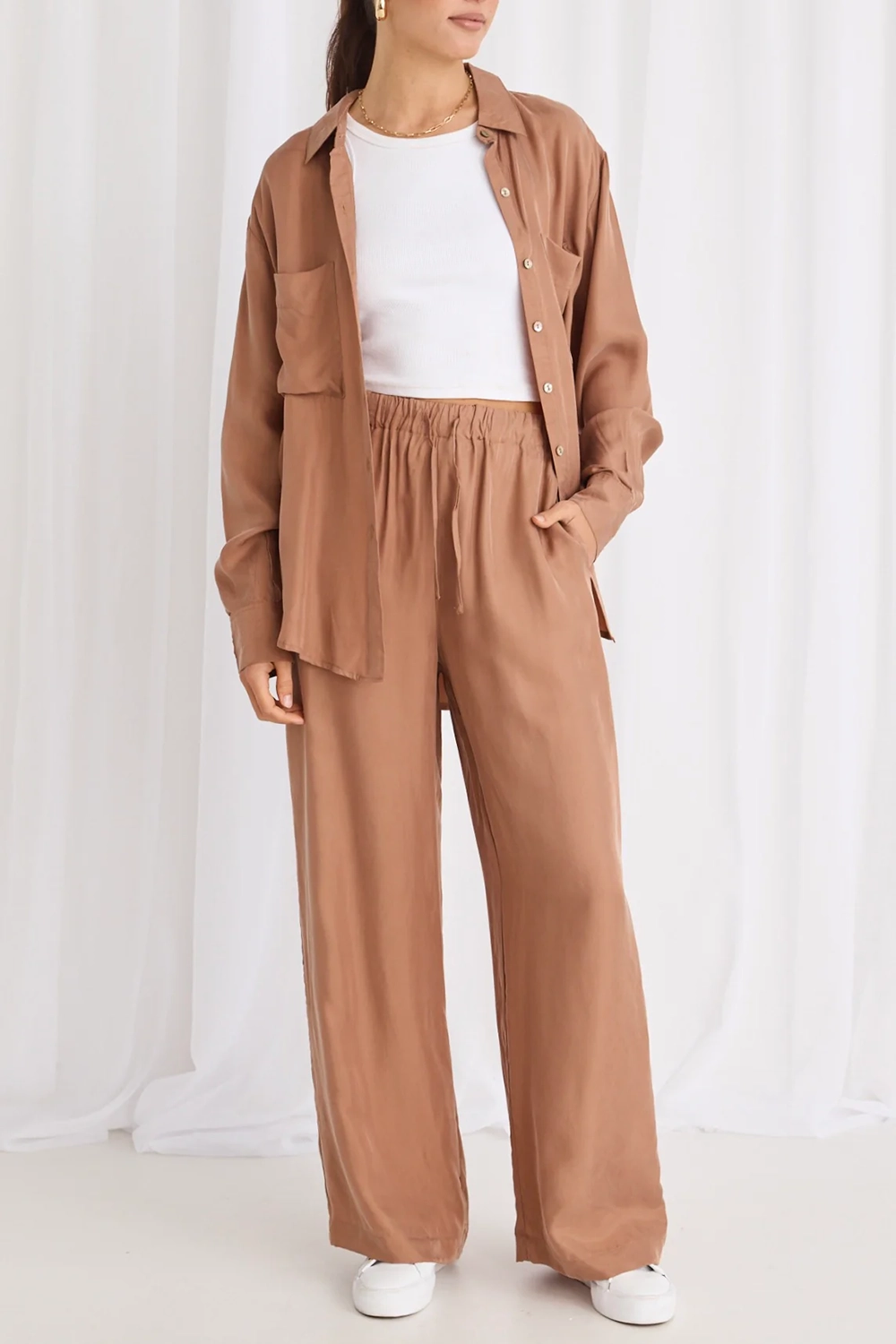 Brown Utility Style Oversized Shirt