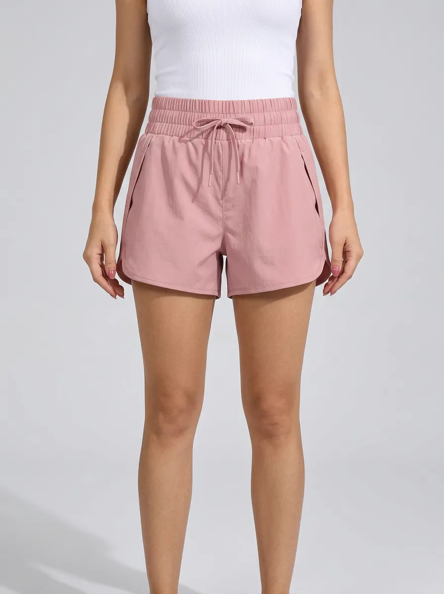 Women's Curved-Hem Drawstring Athletic Shorts