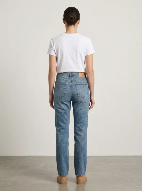 Daily-Ready High-Rise Straight-Leg Vintage-Wash Denim Jeans