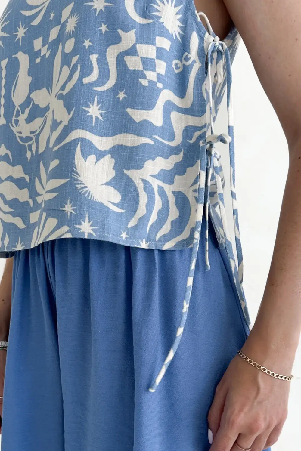 Linen Blend Printed Top