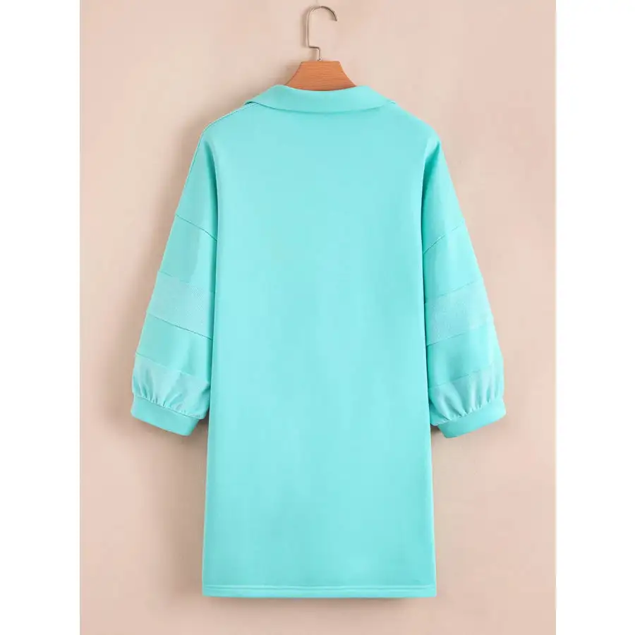 Bow Front Collared Side Pocket Shift Mini Dress