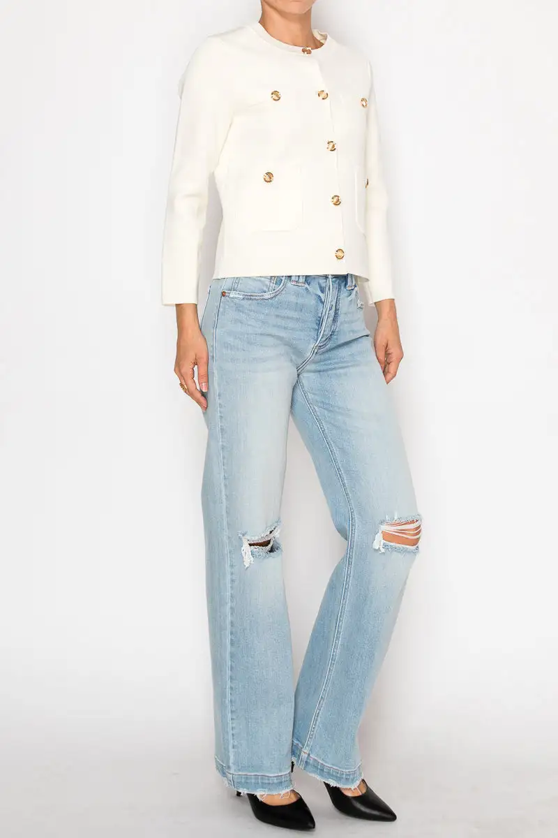 Refined High Rise Straight Leg Relaxed Denim Jeans