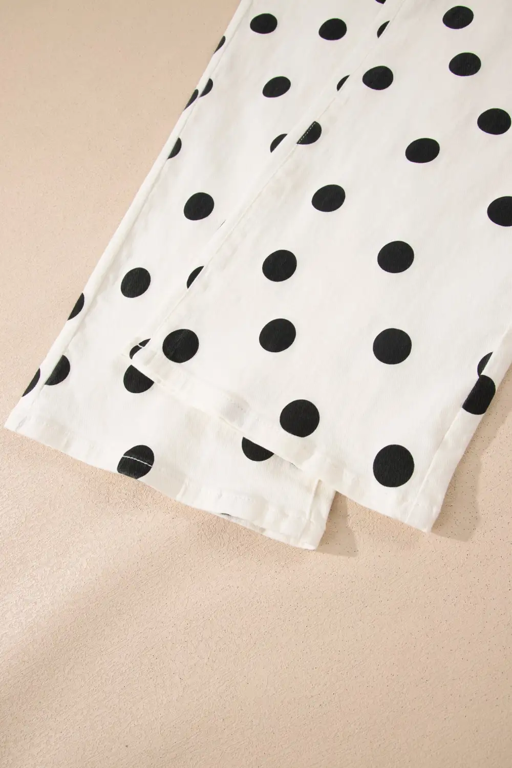 Polka Dot Print Wide Leg Ankle Length Jeans