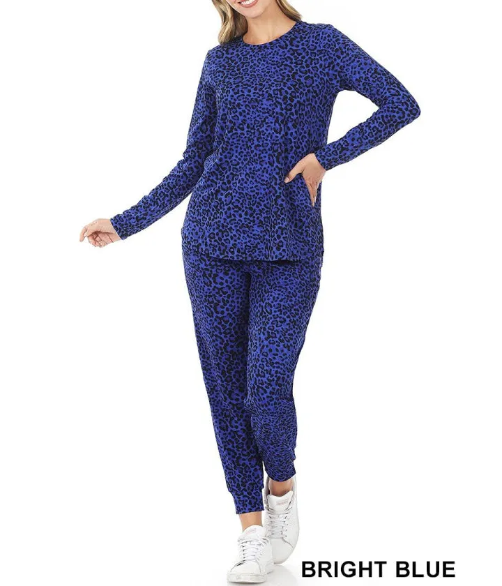 Buttery Soft Leopard Print Top and Jogger Set Bright
