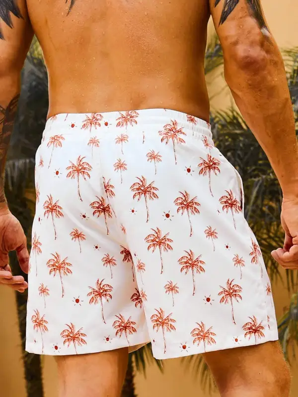 Men's Tropical Coconut Tree Print Swim Trunks