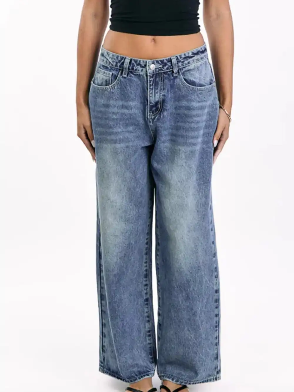 Versatile Wide Leg Denim Jeans