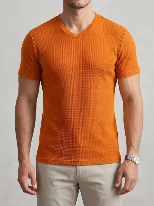Men's Waffle Knit V-Neck T-Shirt
